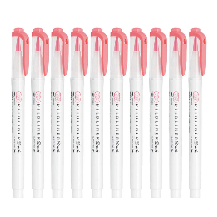 Zebra Mildliner Highlighter Set Coral Pink 10 Pieces - B-Wft8-Mcop