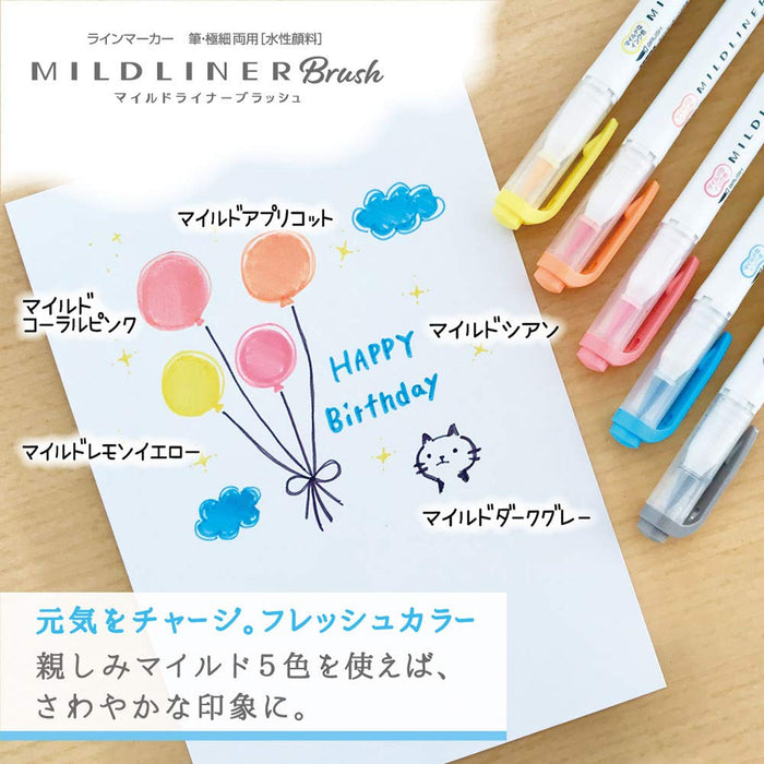 Zebra Mild Liner Brush Highlighter 10 件套（淡杏色）B-Wft8-Map