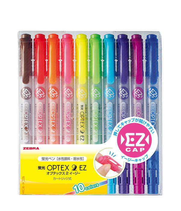 Zebra Optex 2 Ez 10-Color Highlighter Pack - Zebra Wkt11-10C