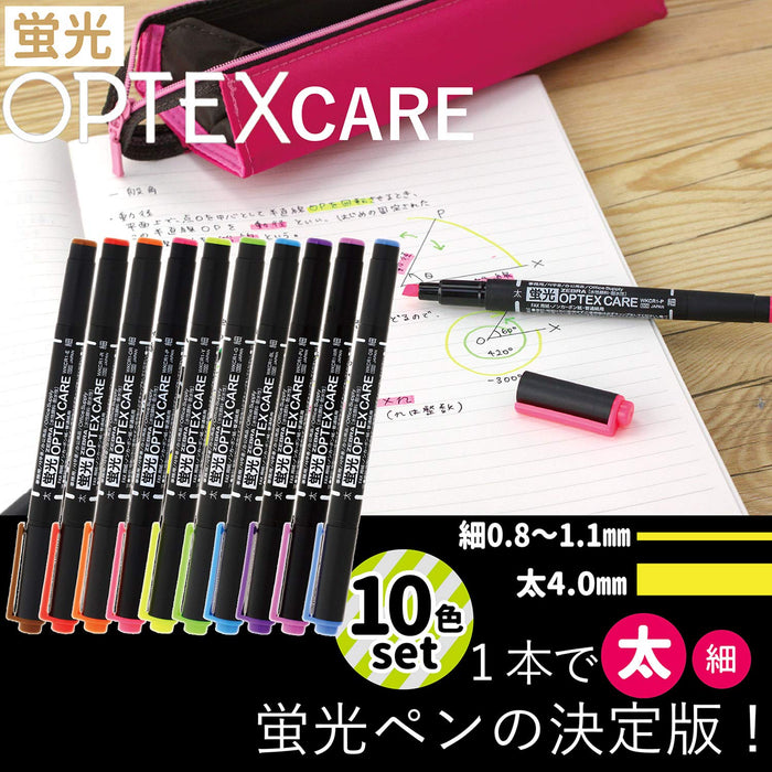 Zebra Optex Care Highlighter Set Vibrant 10 Colors Wkcr1-10C