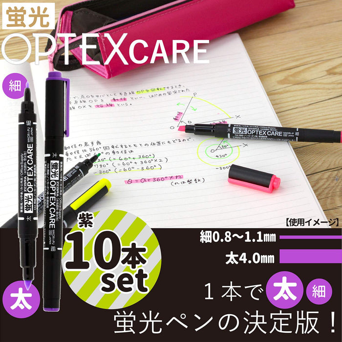 Zebra Optex Care Purple Highlighter Pack - 10 Pieces B-Wkcr1-Pu