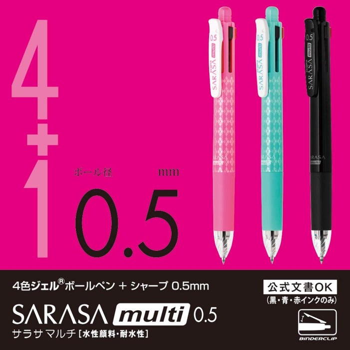 Zebra Multi-Function Pen with 4 Colors & 0.5 Sharp Sarasa in Pink P-J4Sa11-P