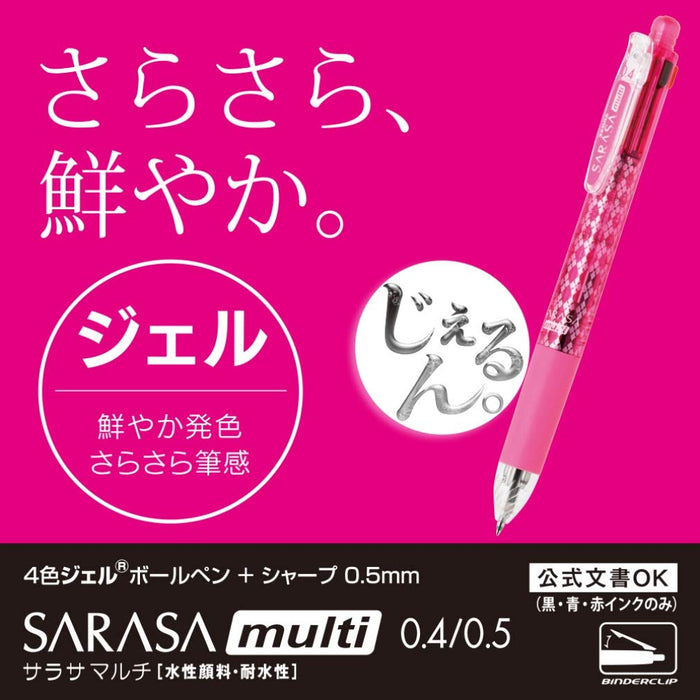 Zebra Multi-Function Pen with 4 Colors & 0.5 Sharp Sarasa in Pink P-J4Sa11-P