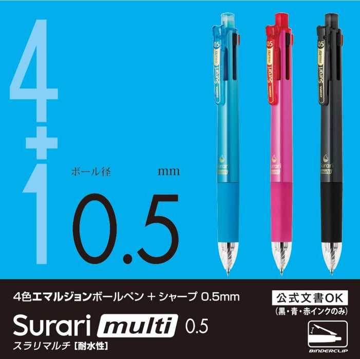 Zebra Multicolor 0.5mm Light Blue Pen Zebra Multi-Function 4-Colors B4Sas11-Lb