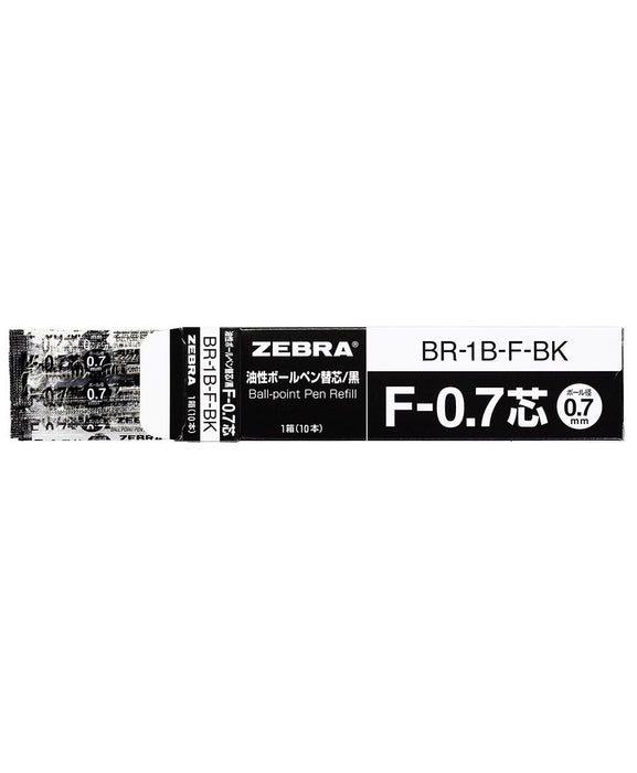 Zebra Oil-Based Black Ballpoint Pen Refill F-0.7 Lead B-Br-1B-F-Bk Pack of 10