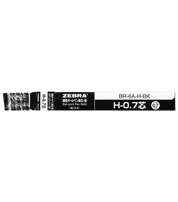 Zebra Black Oil-Based Ballpoint Pen Refill - H-0.7 Lead 10 Pieces Pack