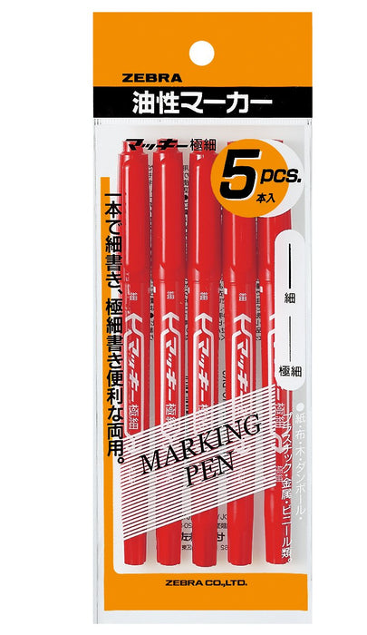 Zebra Mackie Extra Fine Red Oil-Based Pen 5-Piece Set