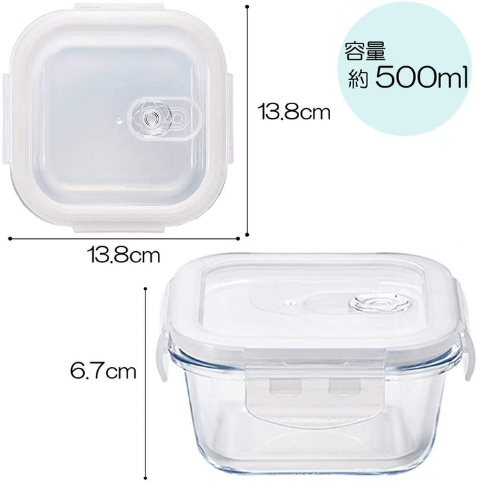 Aderia Japan Glass Food Storage Containers - 500ml, Set of 2