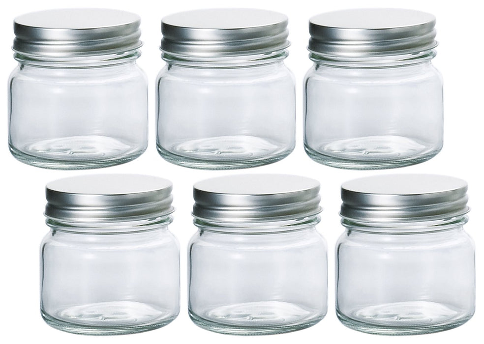 Aderia 200ml Glass Canister Set of 6 - Silver Cap Storage Bottles from Japan