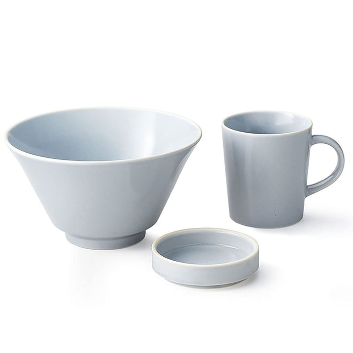 Aito Mino Ware Ciel Cafe Set Bowl 17cm Mug 260ml Plate 9cm Light Gray Dishwasher/Microwave Safe 520144