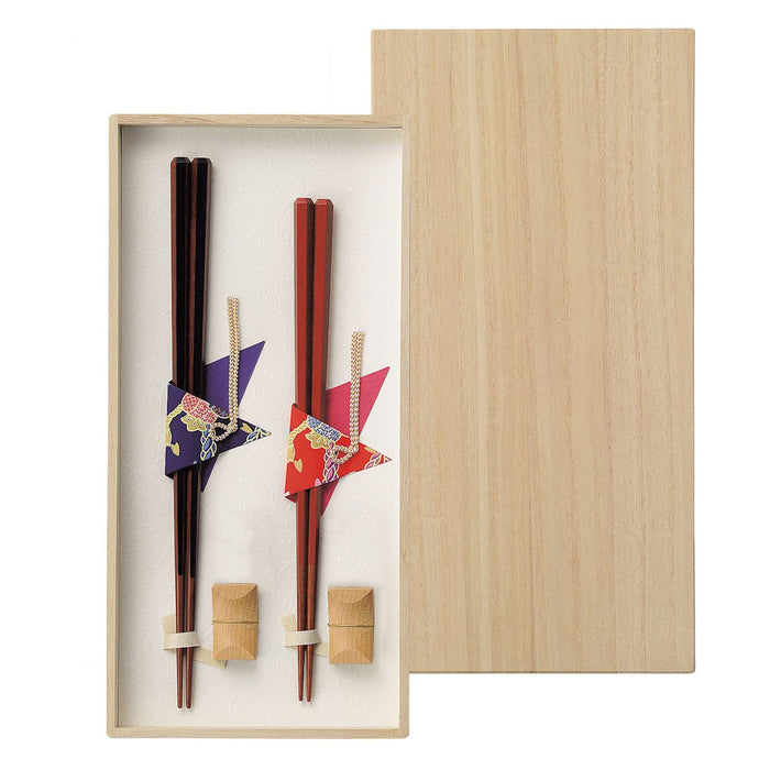 Aito Hyozaemon Couple Chopsticks Set Wooden Box Hexagonal Made in Japan 104504