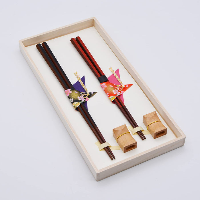 Aito Hyozaemon Couple Chopsticks Set Wooden Box Hexagonal Made in Japan 104504