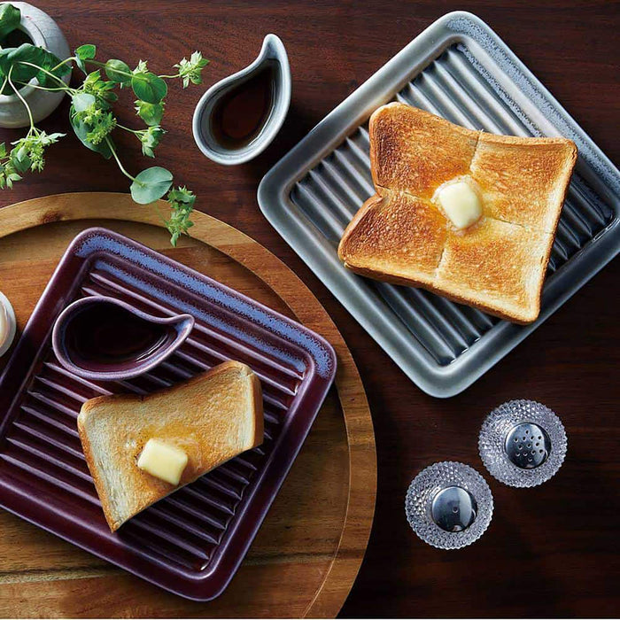 Aito Mino Ware Crispy Toast Plate 18cm Gray Dishwasher/Microwave Safe Japan 262040