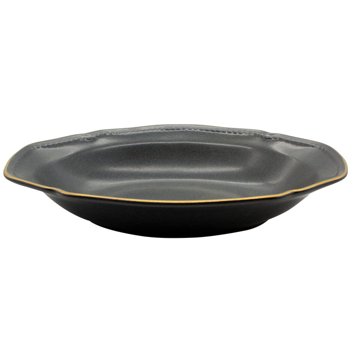 Aito Stitch Oval Curry Plate Bowl 25x17cm Black Mino Ware Japan