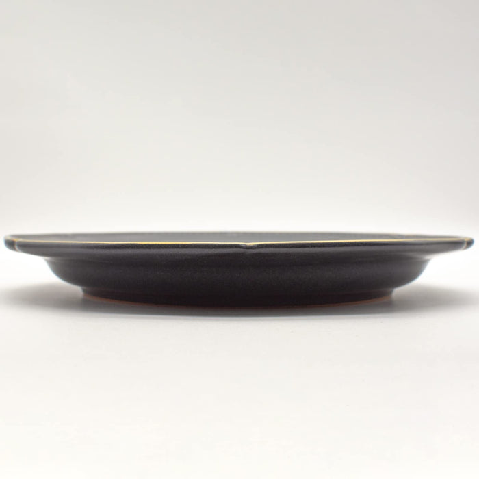 Aito Seisakusho Stitch Plate Dish 24cm Black Mino Ware Japan