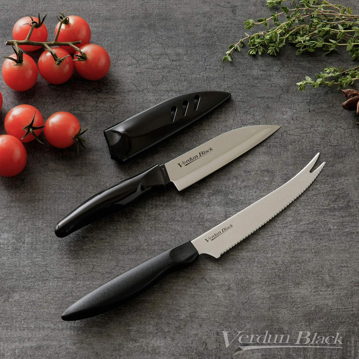 Shimomura Kougyou Antibacterial Japan Verdun Black Soft Sheet Cutting Board Mini Fruit Knife Vertical Peeler Shari Fluffy Grater Set OVB-915