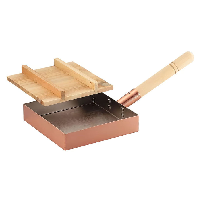 Asahi Copper Omelette Pan 18cm with Wood Lid - Premium Quality Cooking Essential