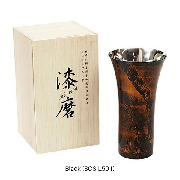 Asahi Japan Yamanaka Urushi Lacquered Steel Beer Glass 380Ml Black - Stylish and Durable Drinkware