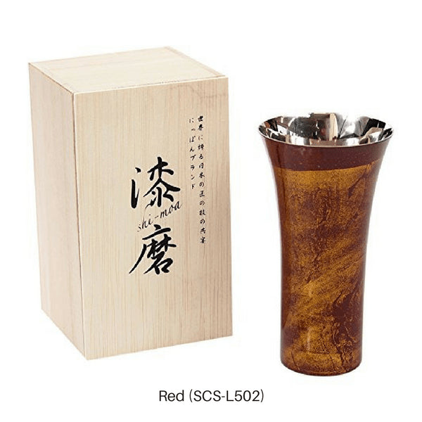 Asahi Japan Yamanaka Urushi 漆钢啤酒杯 380 毫升黑色 - 时尚耐用的饮具