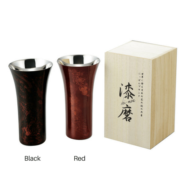 Asahi Japan Yamanaka Urushi Lacquered Steel Beer Glass 380Ml Black - Stylish and Durable Drinkware