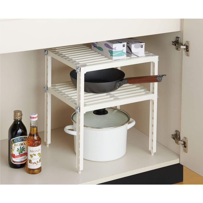 Belca 2-Tier Kitchen Storage Rack - White, 37X30X40Cm, Made In Japan