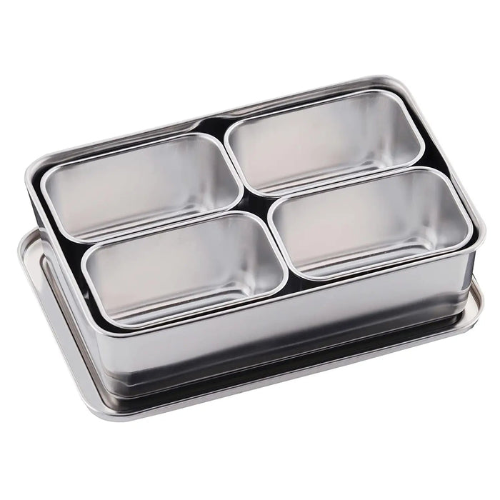 Premium Clover Stainless Steel Yakumi Seasoning Container - 4 Compartments Square