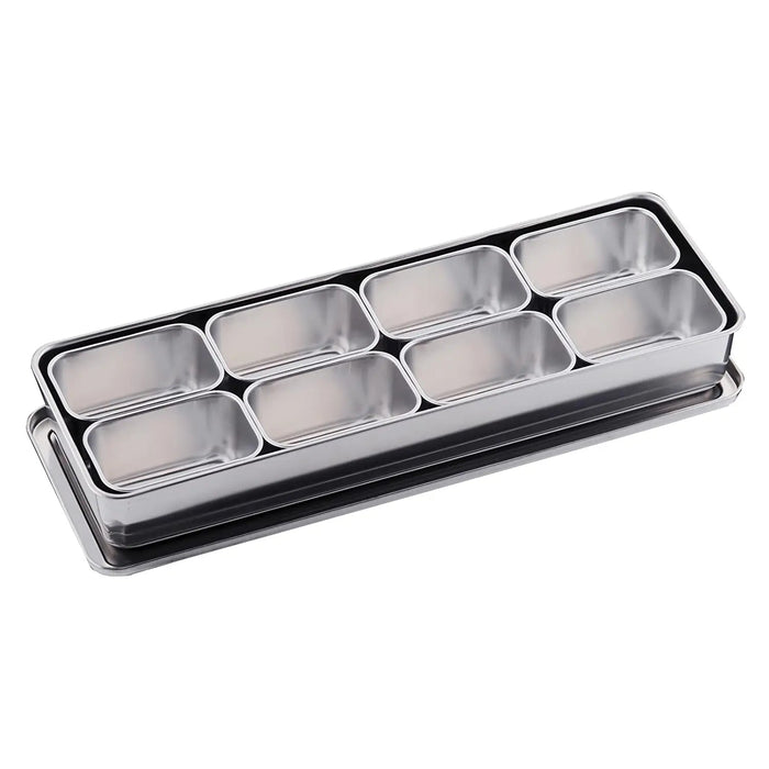 Premium 8-Compartment Stainless Steel Yakumi Seasoning Container by Clover