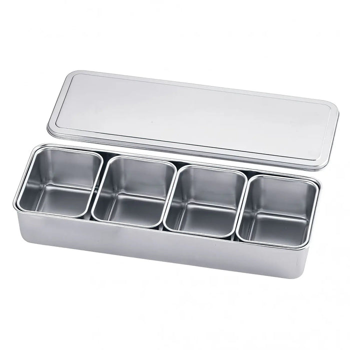 Compact 4-Compartment Stainless Steel Yakumi Seasoning Container by Clover