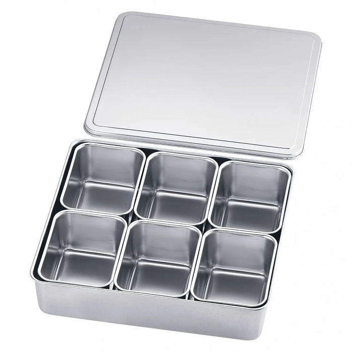 Compact 6-Compartment Stainless Steel Yakumi Seasoning Container by Clover