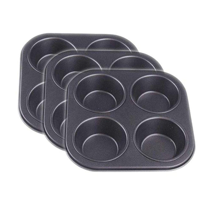 Cz-Ing Japanese Muffin Pan - Non-Stick Carbon Steel Baking Mold Tray (4 Cavities, 3 Plates)