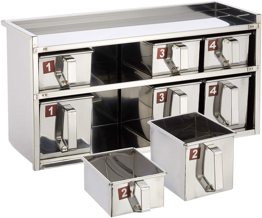 Endo Shoji 2-Tier 8-Piece Stainless Steel Drawer - Yakumi Made in Japan