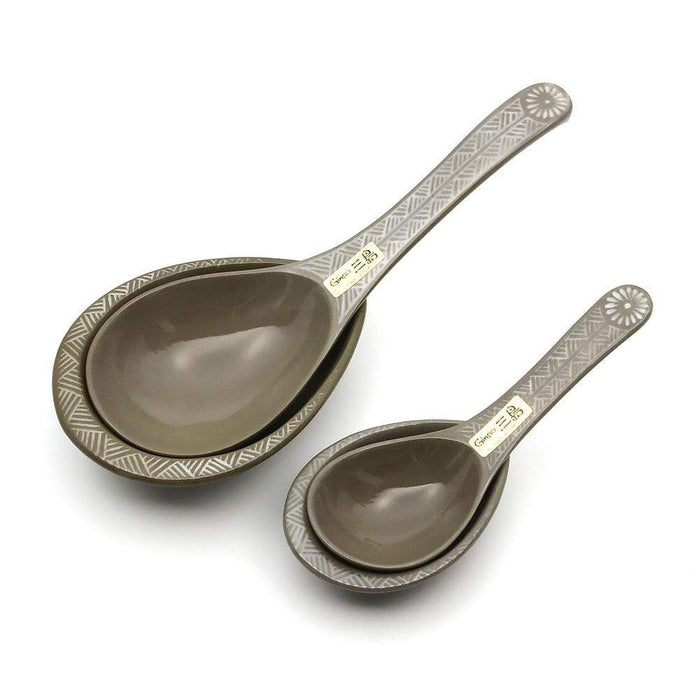 Ginpo Banko Ware Renge 湯匙和湯匙架小 - 緊湊型 Renge Spoon