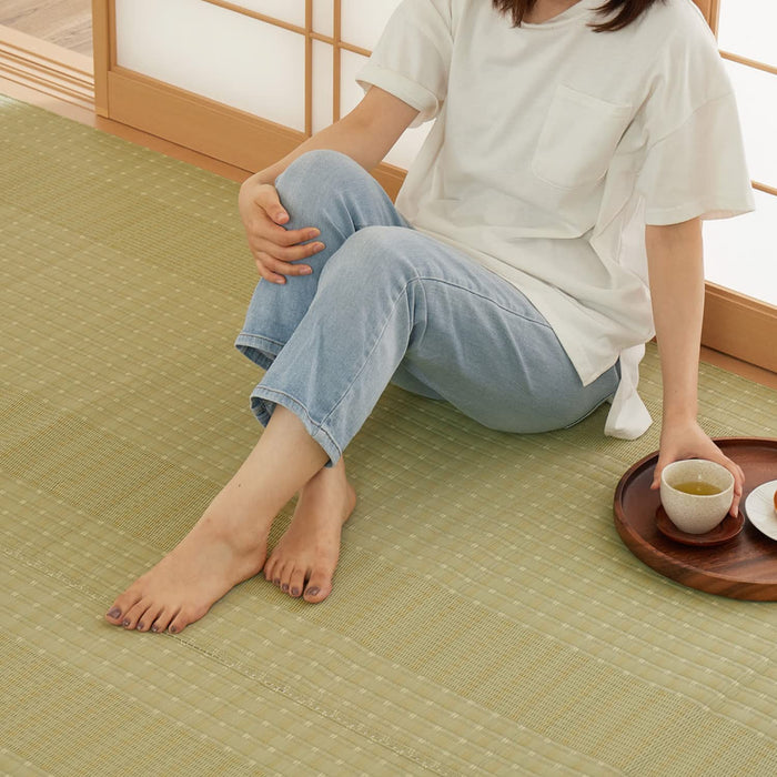 Hagihara Hanagoza Rug - Japanese Green Tatami Mats - Washable - 174X174Cm - Cool Breeze