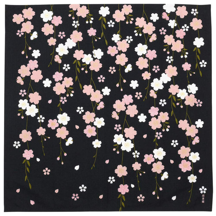 Hama Pattern Furoshiki 50Cm - Black Japan Cherry Blossoms