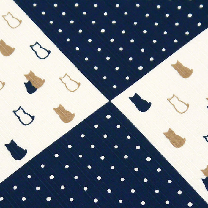 Hama Pattern Japanese Wrapping Cloth - 50cm Cat Navy Blue