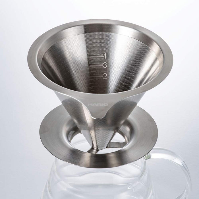 Hario DMD-02-HSV Double Mesh Metal Dripper 1-4 Cups Silver SS