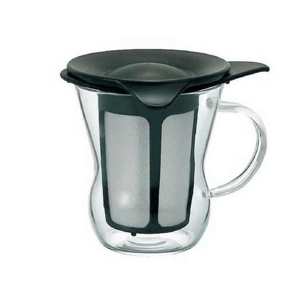 Hario 200Ml Black Glass Mug with Infuser - Heat Resistant