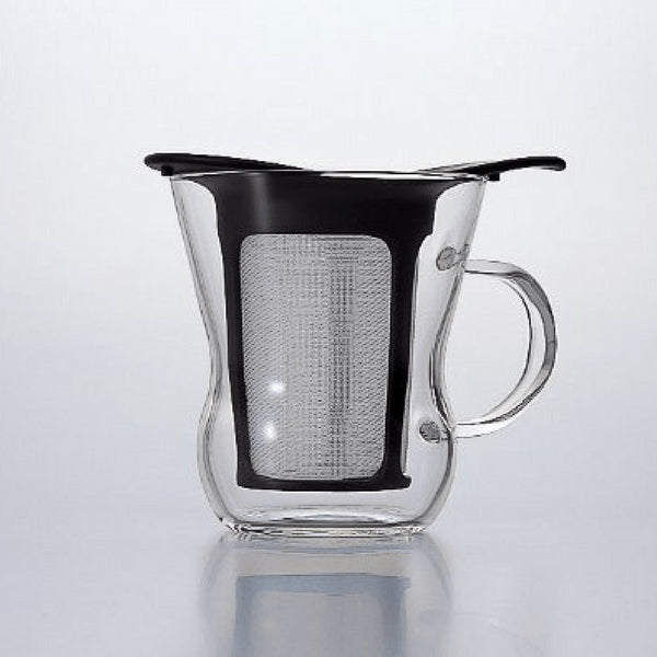 Hario 200Ml Black Glass Mug with Infuser - Heat Resistant