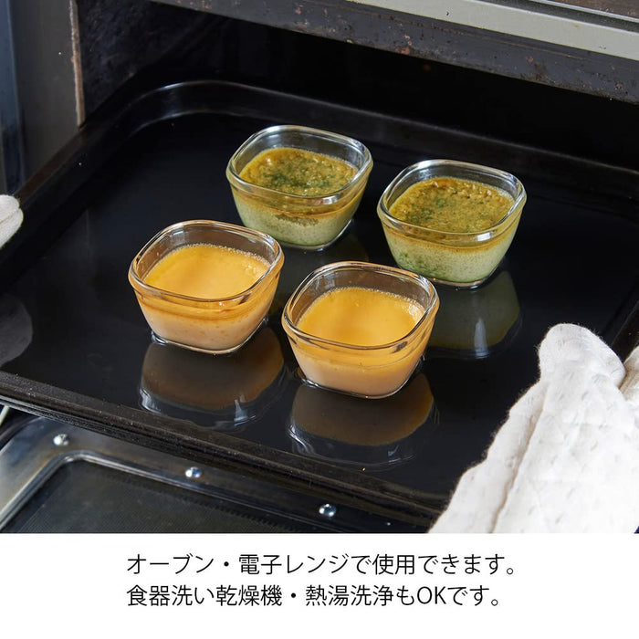 Hario 110ml Heat Resistant Glass Storage Red Container Japan Made Oven/Microwave/Dishwasher Safe 4 Pack