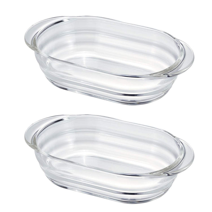 Hario HGZO-1812 Heat-Resistant Glass Gratin Dish Set of 2 Japan