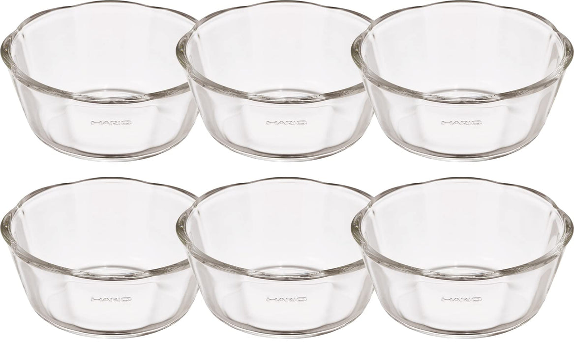 Hario Japan 6-Piece 300Ml Buono Kitchen Swb-30-Bk Clear Heat Resistant Glass Sweets Bowl Set