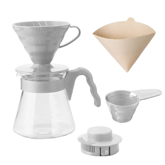 Hario V60 咖啡壶套装 1-4 杯 VCSD-02PGR 日本