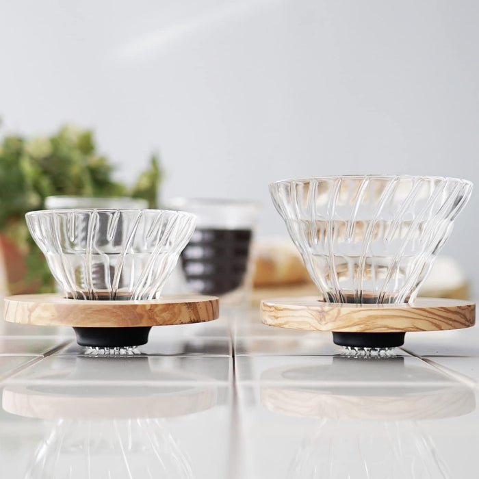 Hario V60 玻璃咖啡滴滤器橄榄木 01 VDGR-01-OV 1-2 杯