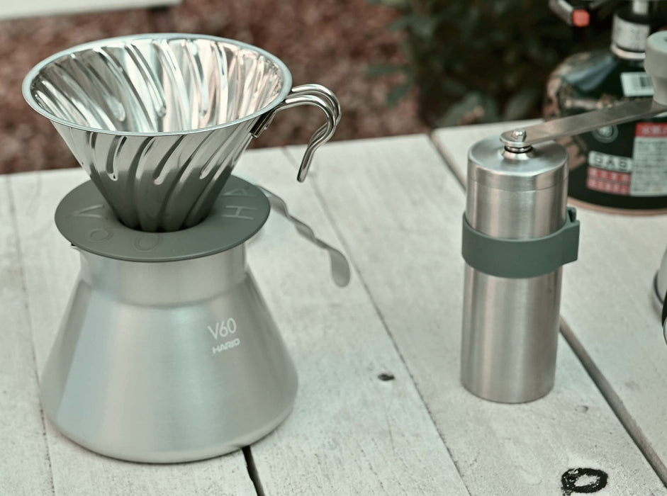 Hario V60 Metal Coffee Grinder - Made in Japan, Silver (O-Vmm-1-Hsv)