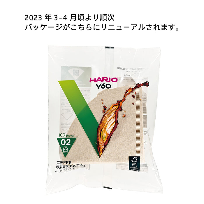 Hario V60 咖啡滤纸 02 W 棕色 1-4 杯 100 件日本 - Vcf-02-100M