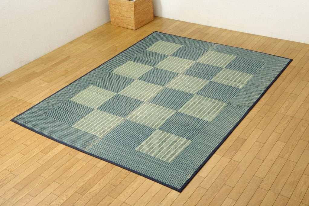 Ikehiko Corp 日本地毯 Rush Tatami Mat Square F 浅蓝色 - 用户友好的地板解决方案