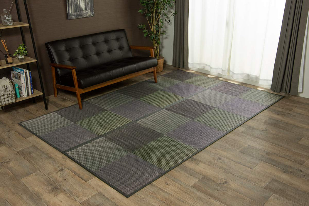 Ikehiko Gray Rush Rug Carpet - Japanese Hanagoza Dx Pia Edoma 2 Tatami - 174X174Cm