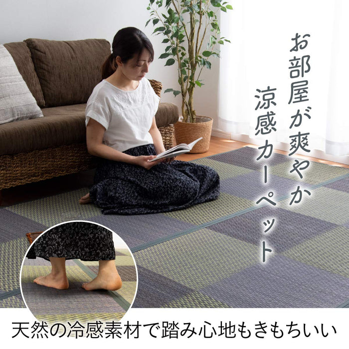 Ikehiko Gray Rush Rug Carpet - Japanese Hanagoza Dx Pia Edoma 2 Tatami - 174X174Cm