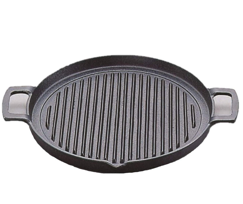 Iwachu 25Cm Round Grill Pan - Japanese Nambu Ironware | IH Compatible | Black Baked