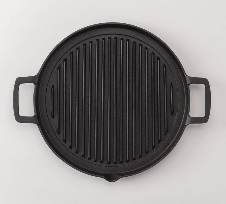 Iwachu 25Cm Round Grill Pan - Japanese Nambu Ironware | IH Compatible | Black Baked